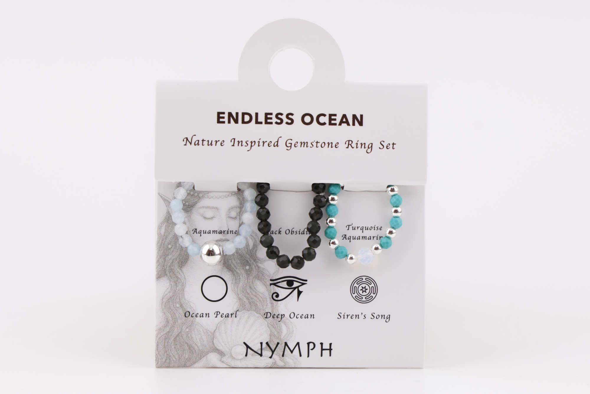 Drei Ringe – drei Facetten des Meeres
Jeder Ring steht für einen eigenen Ausdruck des Ozeans und kann einzeln oder im Set getragen werden