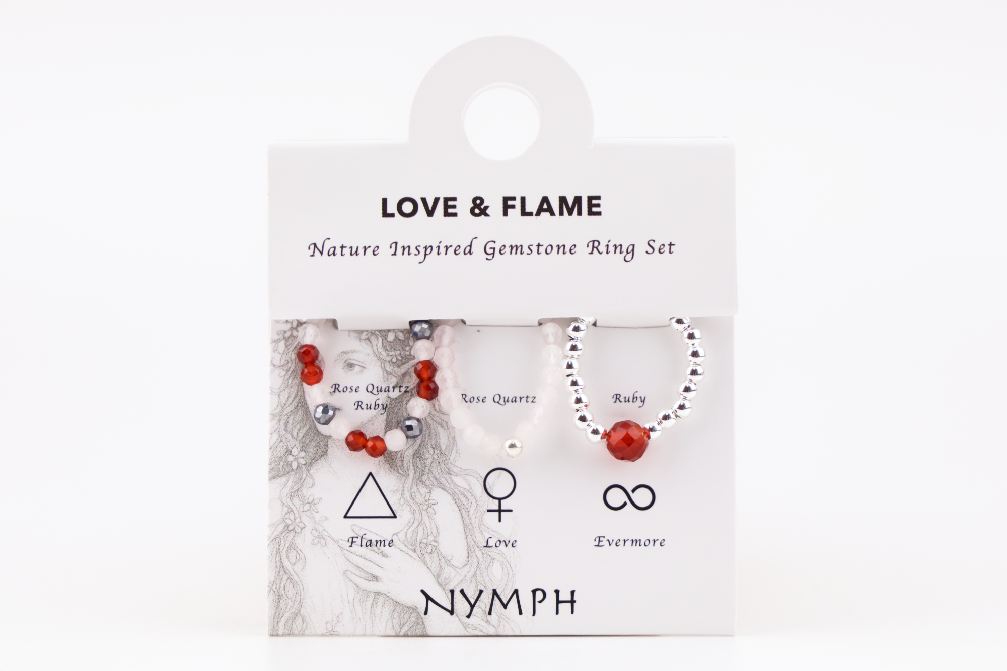 Das Nymph Edelsteinring‑Set – Liebe & Flamme vereint zarte Sanftheit mit intensiver Ausdruckskraft.