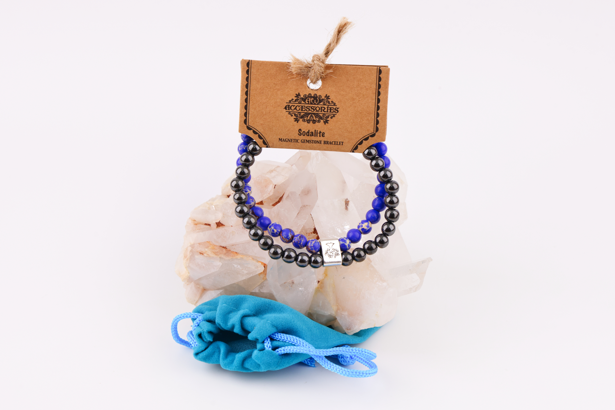 Magnetarmband Sodalith – Doppelband mit Magnetkugel
