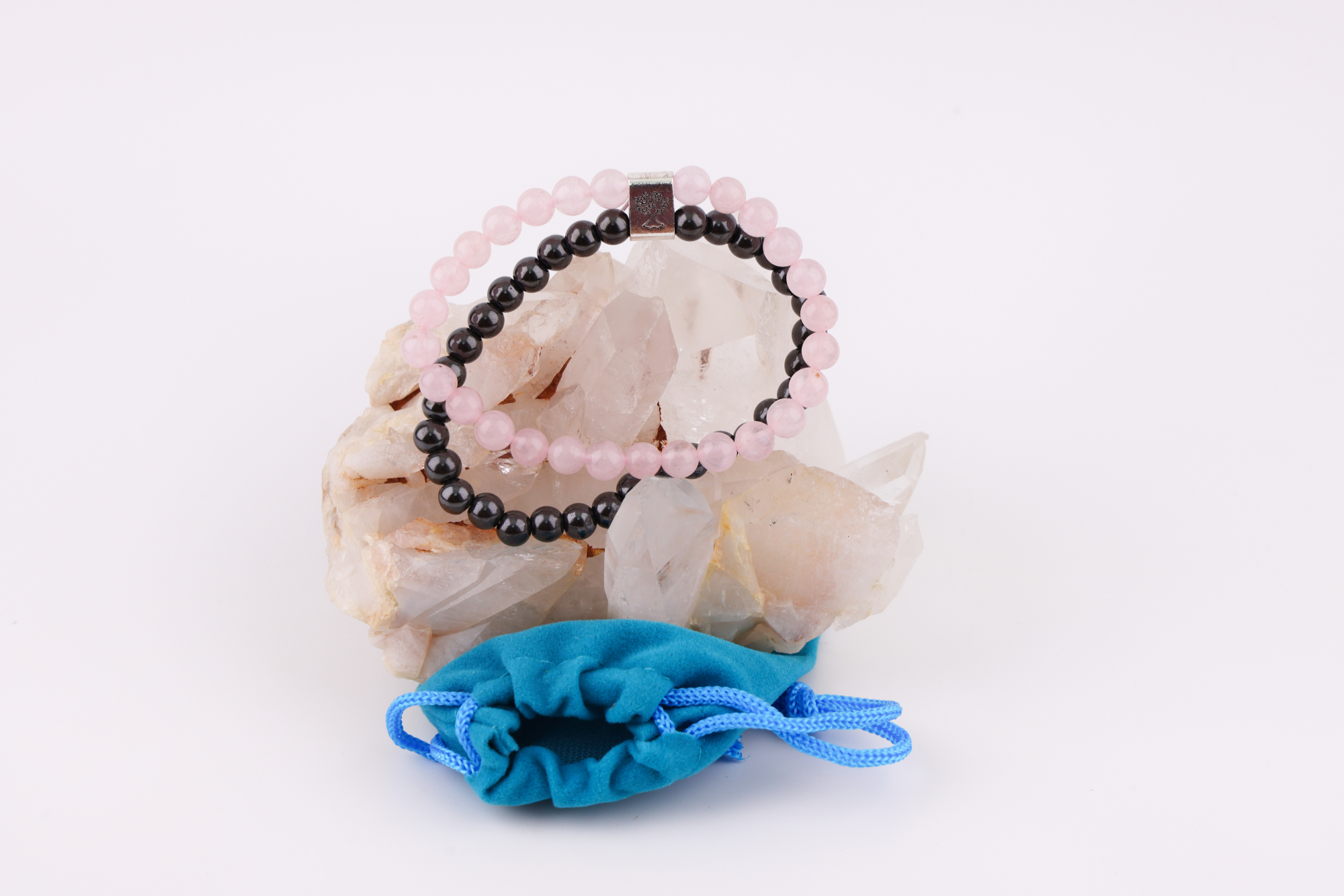Magnetarmband Rosenquarz – Doppelband mit Magnetkugel
