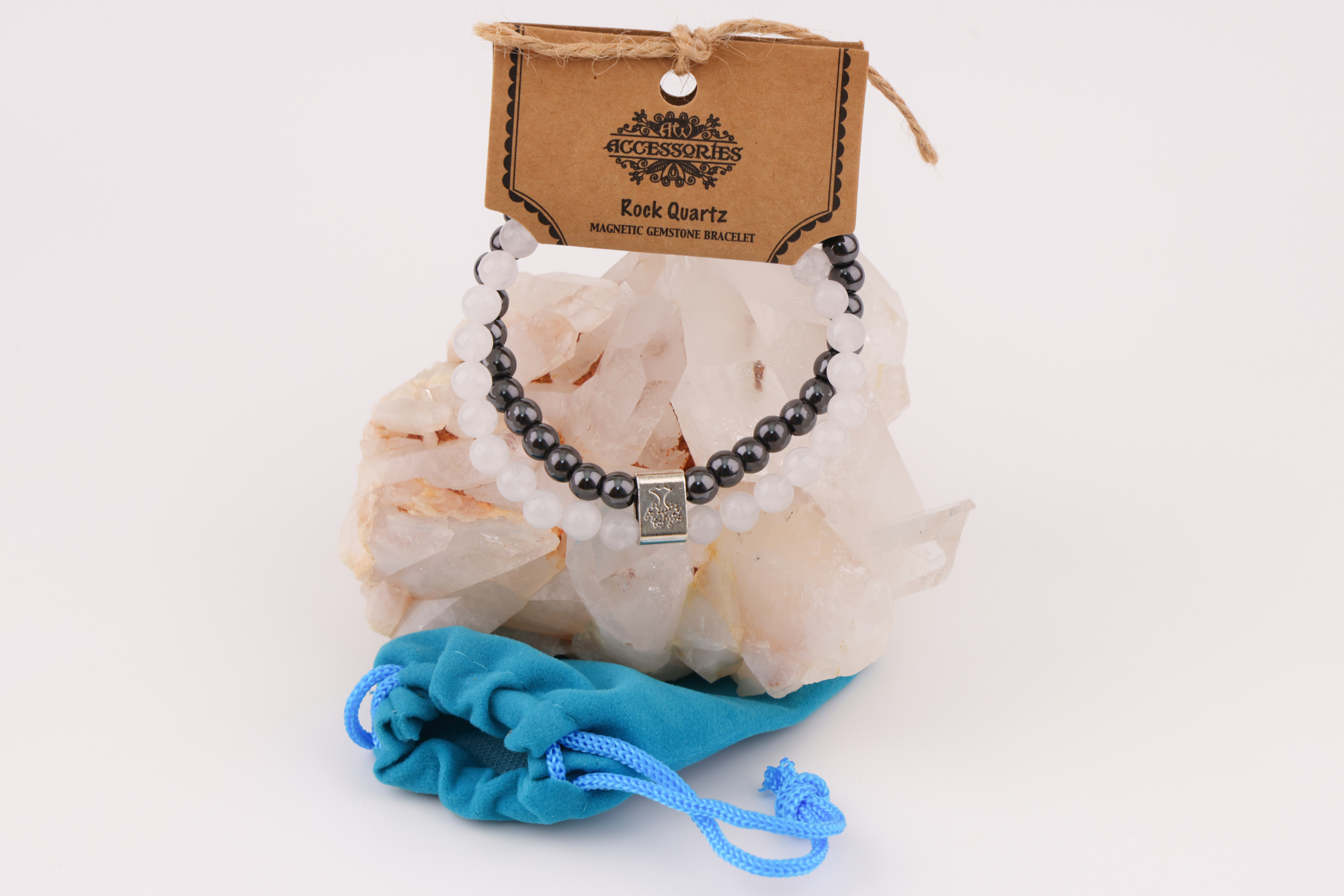 Magnetarmband Rock Quartz – Doppelband mit Magnetkugel
