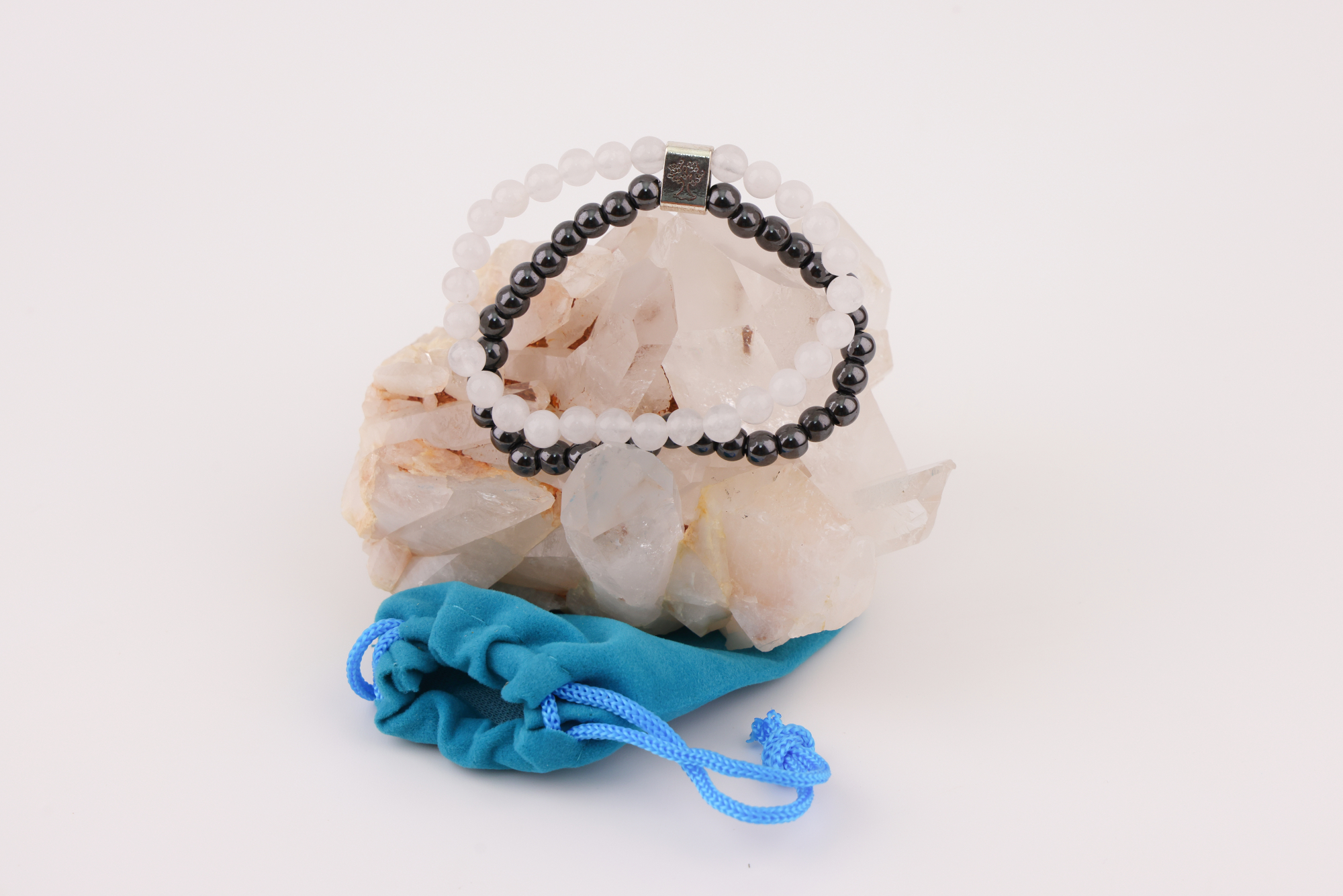 Magnetarmband Rock Quartz – Doppelband mit Magnetkugel
