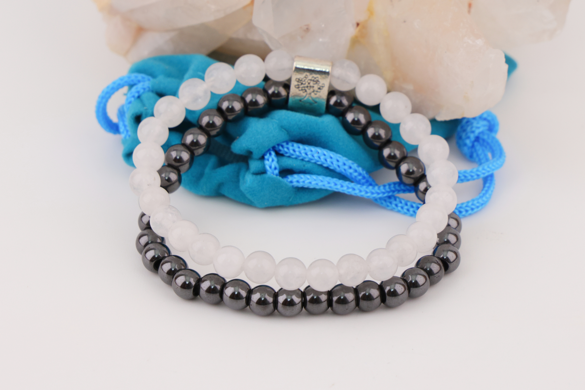 Magnetarmband Rock Quartz – Doppelband mit Magnetkugel
